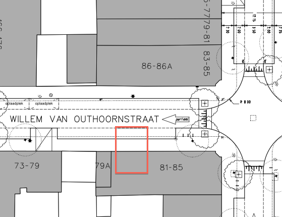 Inrit naar parkeerstalling no. 85 staat niet in VO.